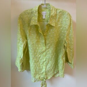 Chico's Lime Green Polka Dot Button Down Shirt